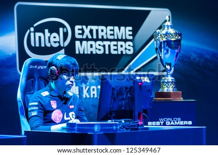 KATOWICE, POLAND - JANUARY 20: First plays final match at Intel Extreme Masters 2013 - Electronic Sports World Cup on January 20, 2013 in Katowice, Silesia, Poland.
