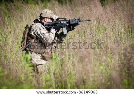soldier on battle field