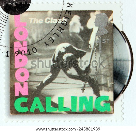 GREAT BRITAIN - CIRCA 2010: A stamp printed by GREAT BRITAIN shows The Clash album London Calling (1979) cover, circa 2010.