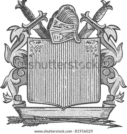Engraved Knight's Coat of Arms