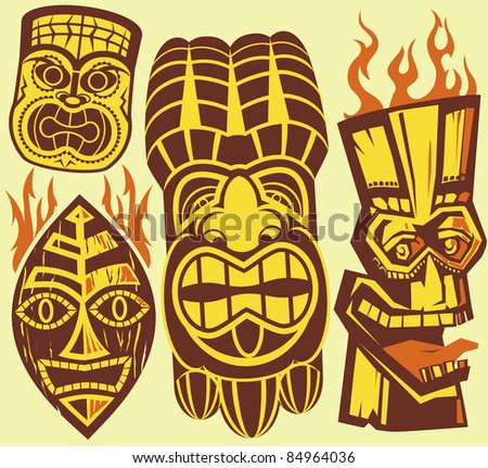 Bitmap on Tiki Masks Stock Vector 84964036   Shutterstock