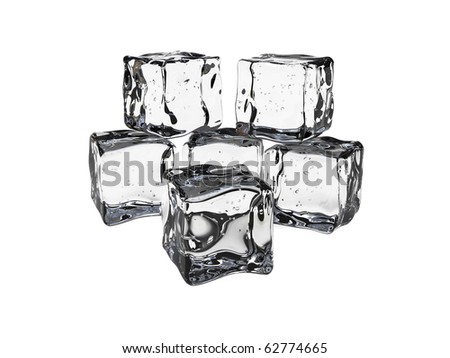 Ice cubes tower over white background