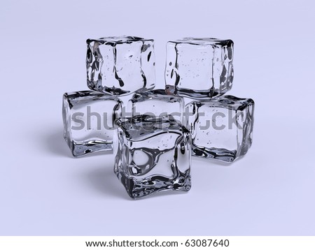Ice cubes tower over blue background