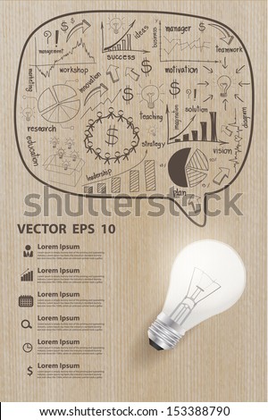 and graphs business strategy plan concept with light bulb idea on wood 