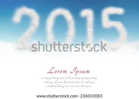 Cloud in blue sky with a shaped of number 2015, Space for text or images for design work