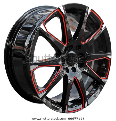  Wheels  Tires on Automotive Wheel With Alloy Wheels And Low Profile Tires Stock Photo