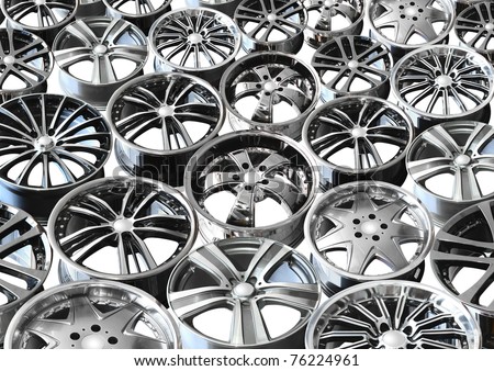 steel alloy car disks over the white background
