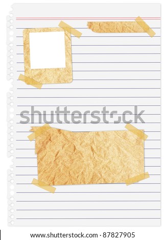 piece of sheet on spiral lined paper. Space left for text or image With Save path for Change the background for design work
