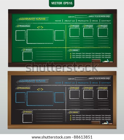 Website Template Design On Blackboard Vector Template For Design Work 88613851 Shutterstock Blackboard Website Templates