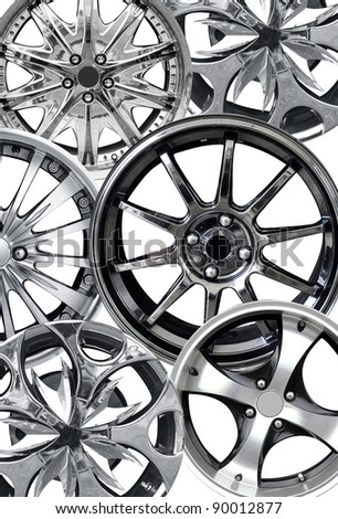 car alloy wheel various, isolated over white background