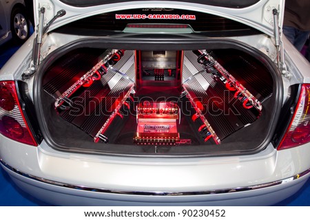 stock photo BANGKOK DECEMBER 4 Car Audio Show Installation in Lancer 