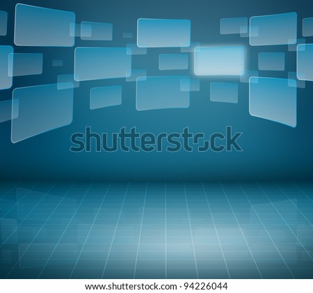 Abstract modern room and touch screen interface