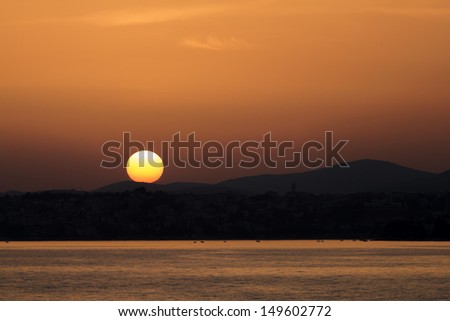 Romantic sunset over the sea - enhanced colors