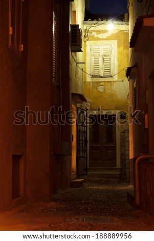 Old Mediterranean house at night