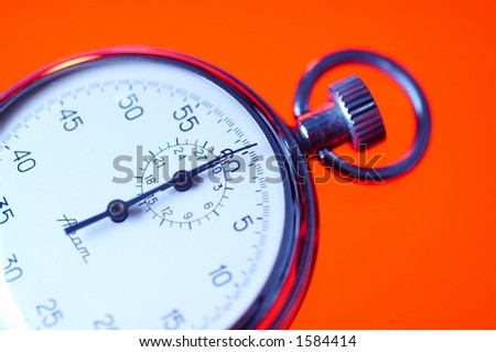 Chrome stopwatch, second hand point to 0 seconds.