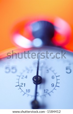Chrome stopwatch, second hand point to 0 seconds.