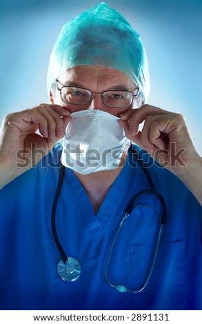 Doctor with Mask & Stethoscope arms folded