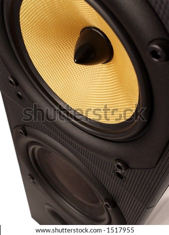 Floor standing speaker with yellow kevlar cone