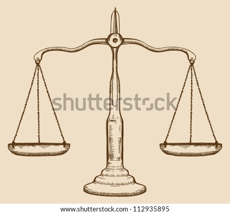 Symbol of justice draw scale old vintage Symbol of justice draw scale old vintage