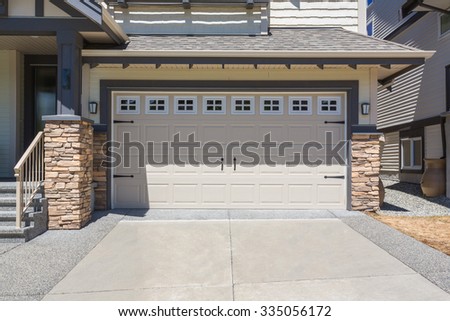 Garage door in a custom built luxury house.