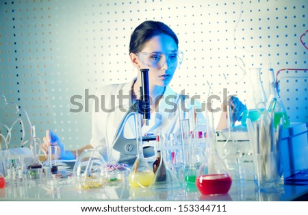 Employee of the laboratory in the working process. Laboratory equipment.