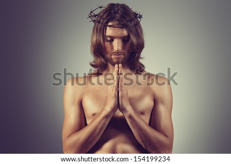 Jesus Christ is praying. Religion.