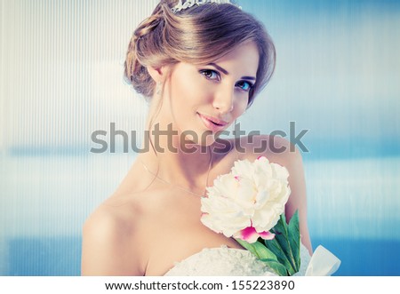 Portrait of a beautiful bride, sweet and sensual.