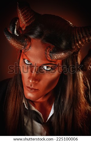 Portrait of a devil with horns. Fantasy. Art project.
