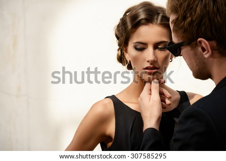 Portrait of a beautiful man and woman. Beauty, fashion. Love concept.