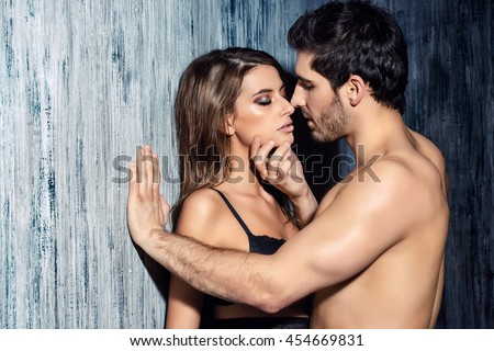 Sexy couple play in love games. BDSM.