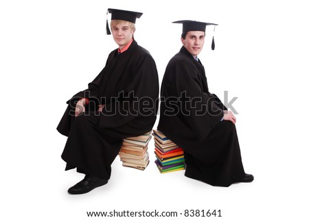 Portrait of a young people in a academic gown. Education background.