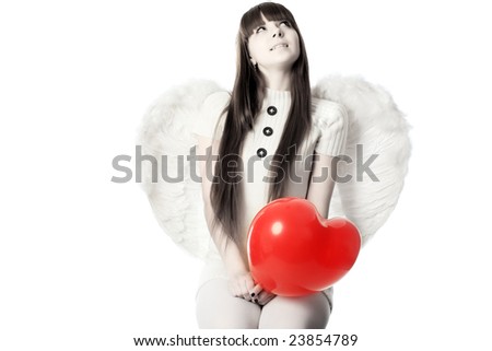 stock photo : Portrait of a styled professional model: St. Valentine day, angel, love,