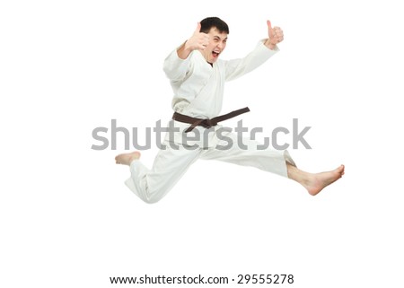 Portrait of a styled professional model. Theme: sport oriental martial art.