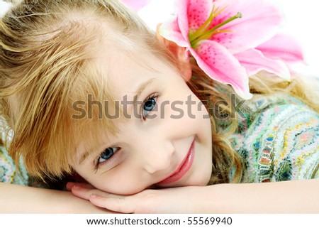 Portrait Of A Cute 6 Years Old Girl. Isolated Over White Background