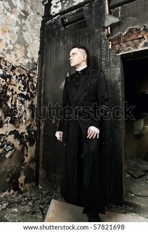 stock photo Shot of a scary man in gothic style Halloween horror