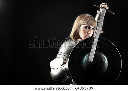black armor knight. female knight in armour