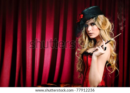 Portrait of a sexy beautiful woman over vintage background.