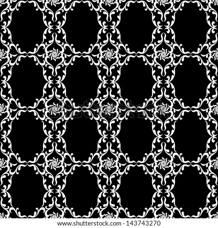 Vintage backgrounds, damask ornament, monochrome seamless pattern, vector wallpaper, floral fashion fabric and arabesque wrapping with art element for decoration and design