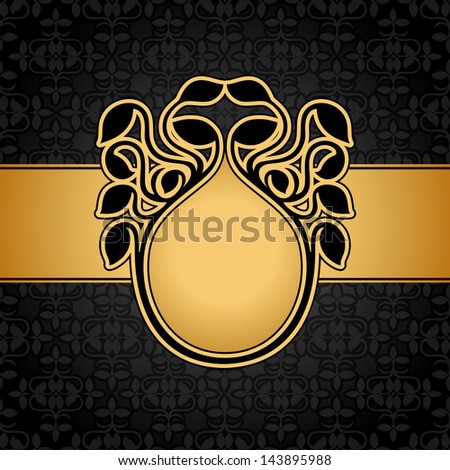Abstract leaf background, exclusive, creative ornament, ornate, baroque, luxury, vintage, royal gold frame, banner, floral invitation card, antique style pattern template for design