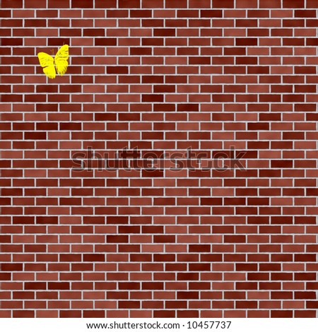 brick wall with yellow butterfly texture