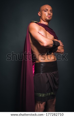 Studio portrait of man in spartan costume