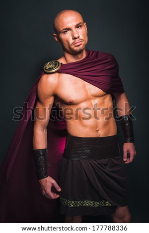 Studio portrait of man in spartan costume