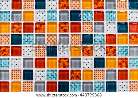 Colorful Ceramic Mosaic Tiles (White, Light Blue, Grey, Blue, Orange, Red)