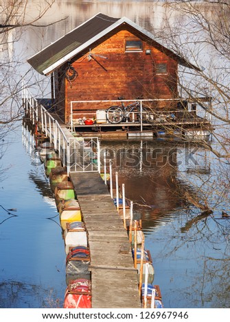 water house in river Sava, Belgrade, Serbia