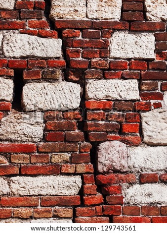 Break brick wall Kalemegdan fortress, Belgrade, Serbia