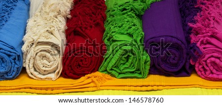 Natural cotton colorful bed cover isolated on white background / made and designed in India