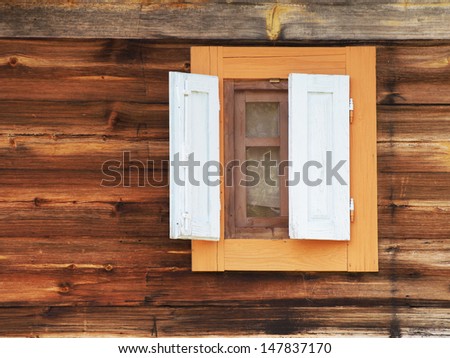Window in an wooden peasant house, ethnic house and window, Drvengrad, Serbia