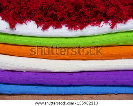 bed cover natural cotton colorful isolated on white background / made and designed in India