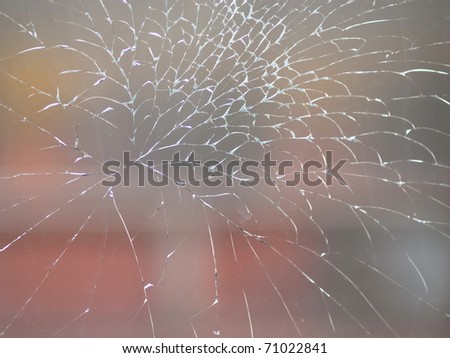 abstract window broken glass with colorful background blur