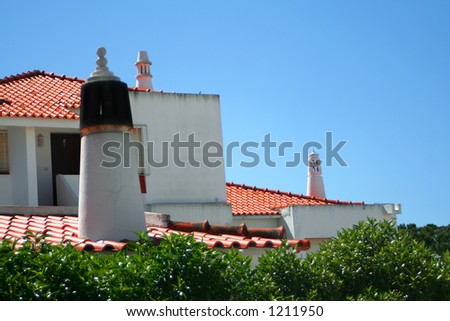 chimneys and rooftops in the Algarve, Portugal